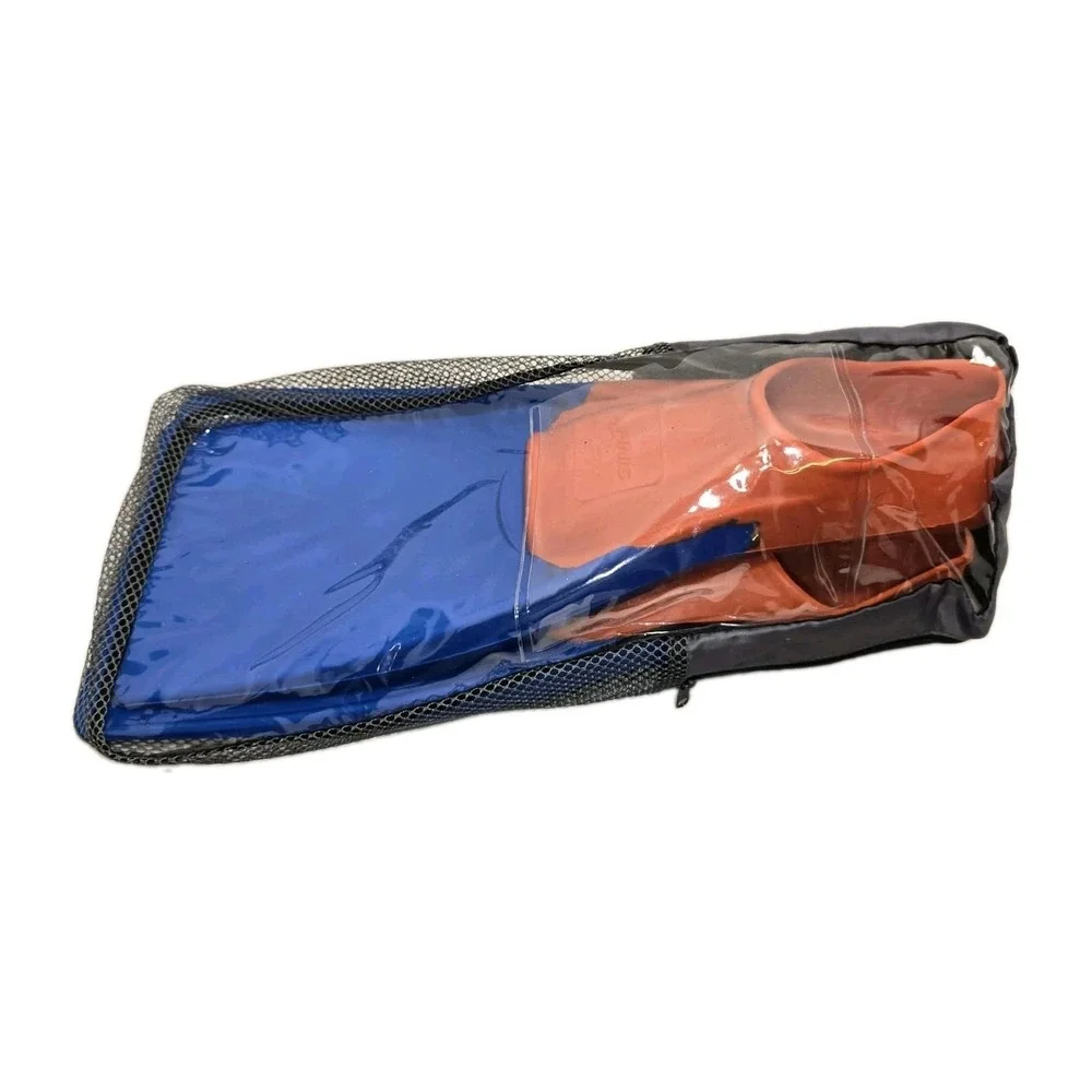 FINIS Floating Swim Fins Blue Orange Adult US 6-7 EU 38/39 w/ Mesh Carry Bag